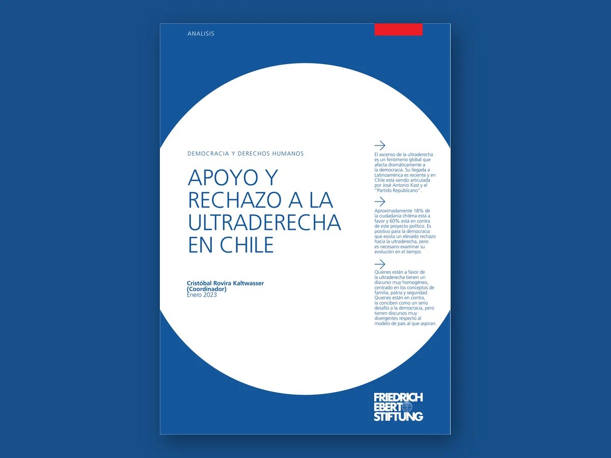 Portada azul y blanca del informe Apoyo y rechazo a la ultraderecha en Chile.